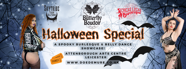 Halloween butterfly boudoir burlesque show at Attenborough Arts Centre Leicester